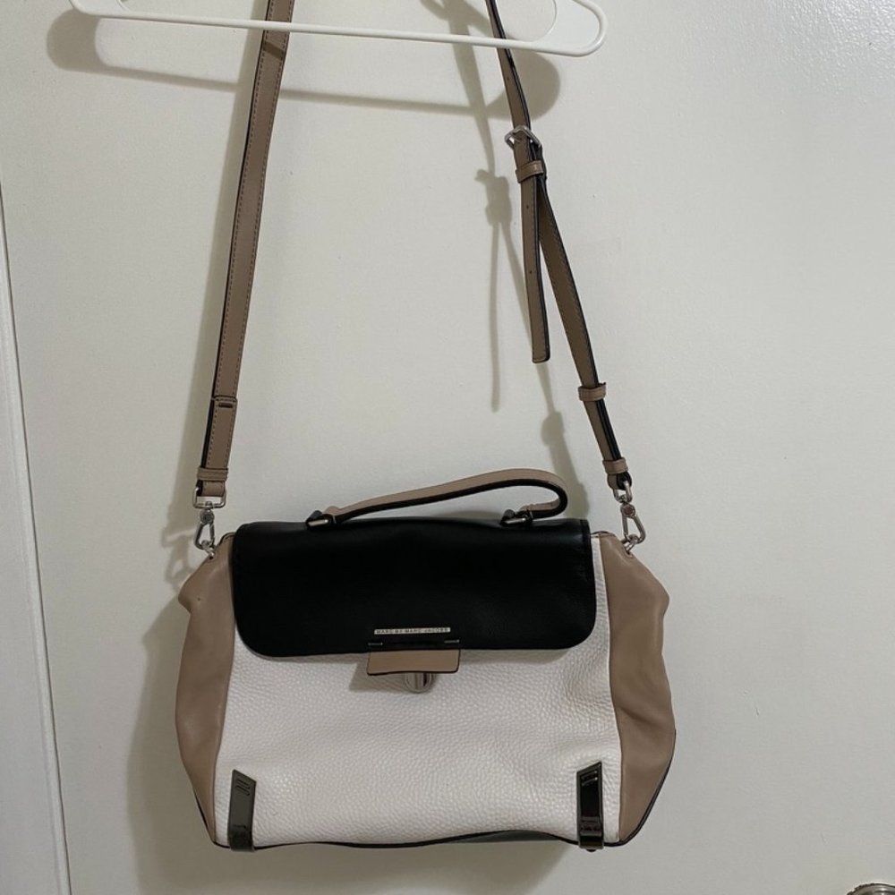 Marc by Marc Jacobs top handle satchel with crossbody white/black/light brown